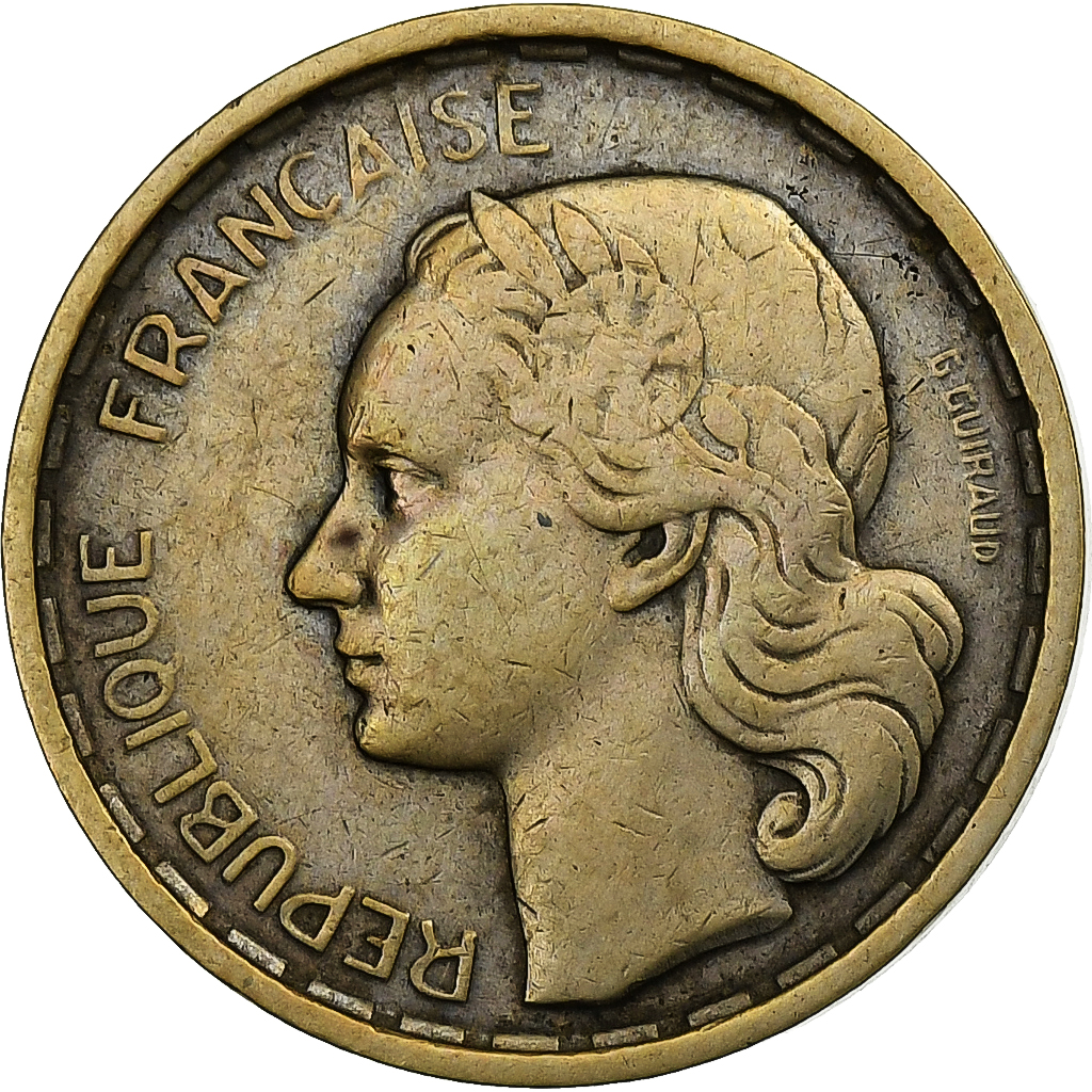 France, 10 Francs, Guiraud, 1950, Paris, Cupro-Aluminium, 