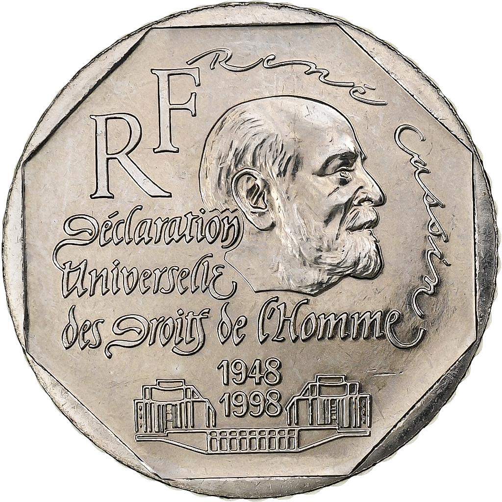 France, 2 Francs, René Cassin, 1998, MDP, BU, Nickel, , Gadoury:551