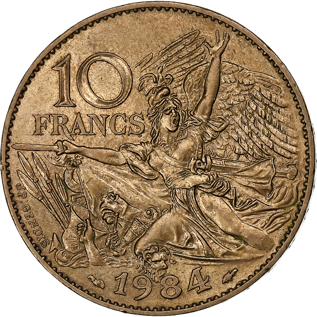 France, 10 Francs, François Rude, 1984, MDP, Tranche B, Copper-nickel