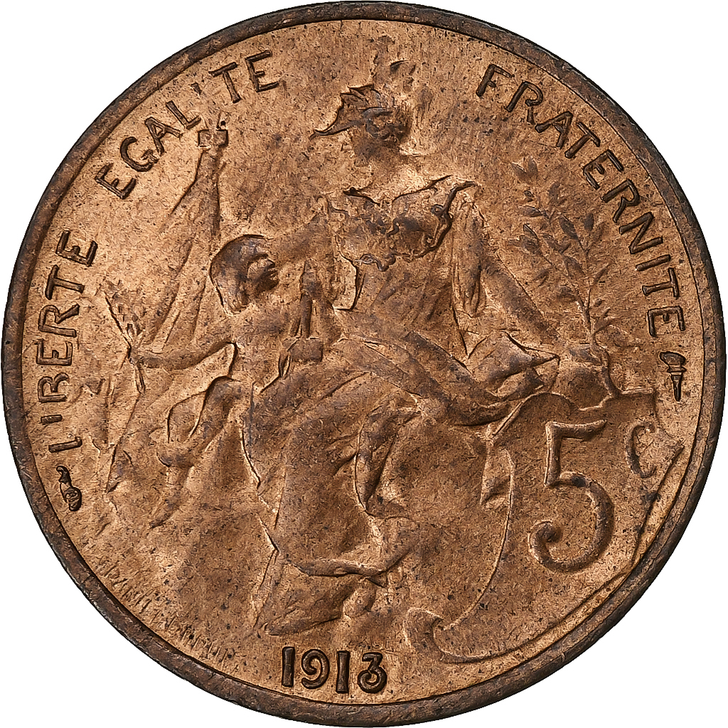 France, 5 Centimes, Dupuis, 1913, Paris, Bronze, , Gadoury:165