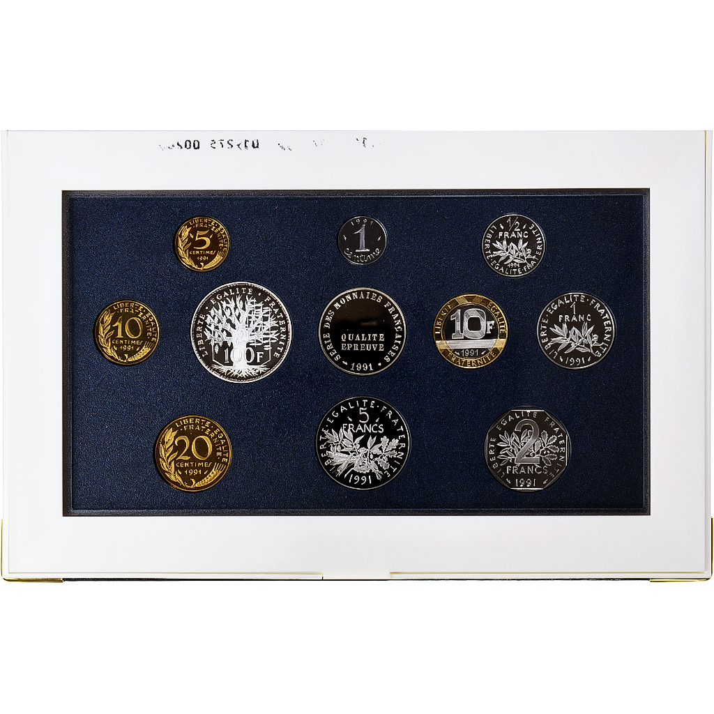 France, Coffret 1 c. à 100 frs., 1991, MDP, Proof, 