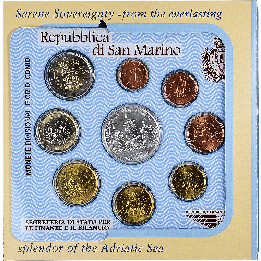 San Marino, Set 1 ct. - 5 Euro, FDC, 2005, Rome, STGL