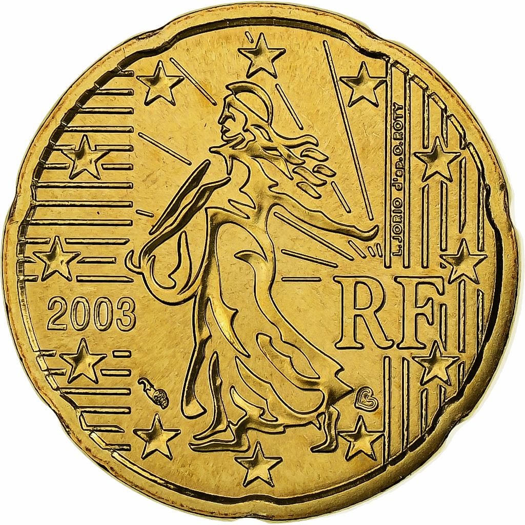 France, 20 Euro Cent, BU, 2003, MDP, Nordic gold, , KM:1286