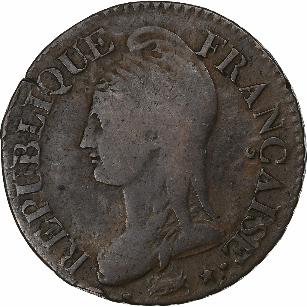 France, 5 Centimes, Dupré, AN 8, Metz, Bronze, , Gadoury:126a