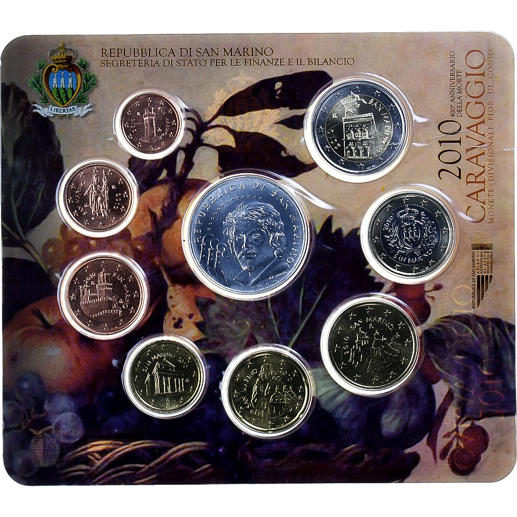 San Marino, Set 1 ct. - 5 Euro, Caravaggio, Coin card.FDC, 2010, Rome, STGL