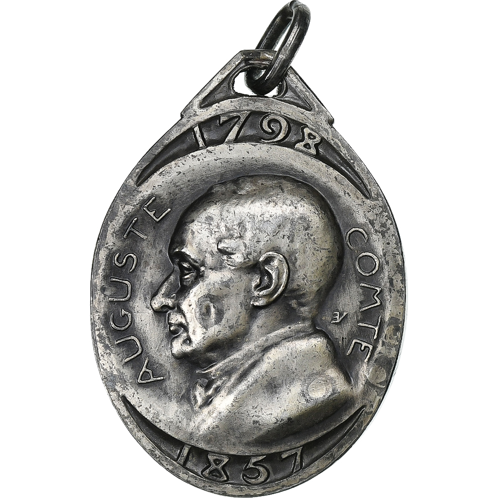 France, Medal, Auguste Comte, n.d., Silver, 