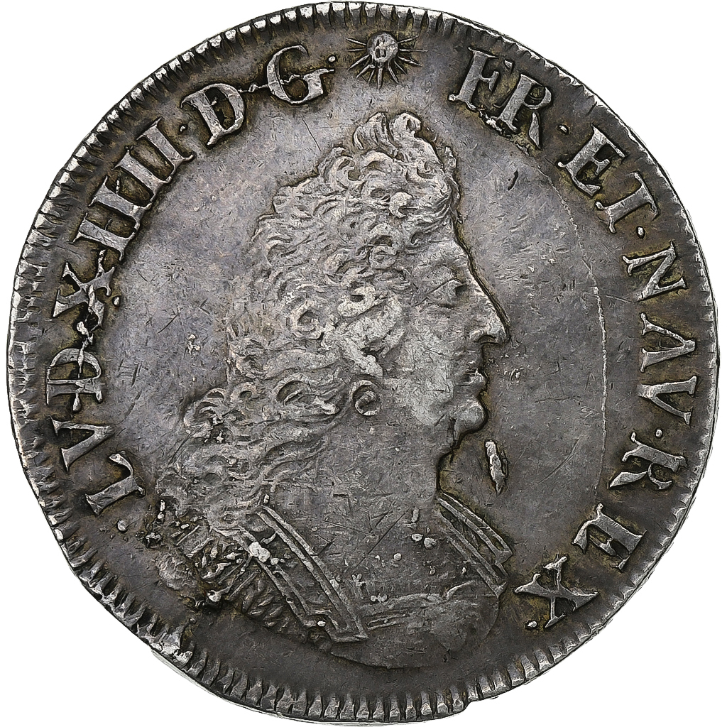 France, Louis XIV, 1/2 Ecu de Flandre aux palmes, 1693, Lille, Silver