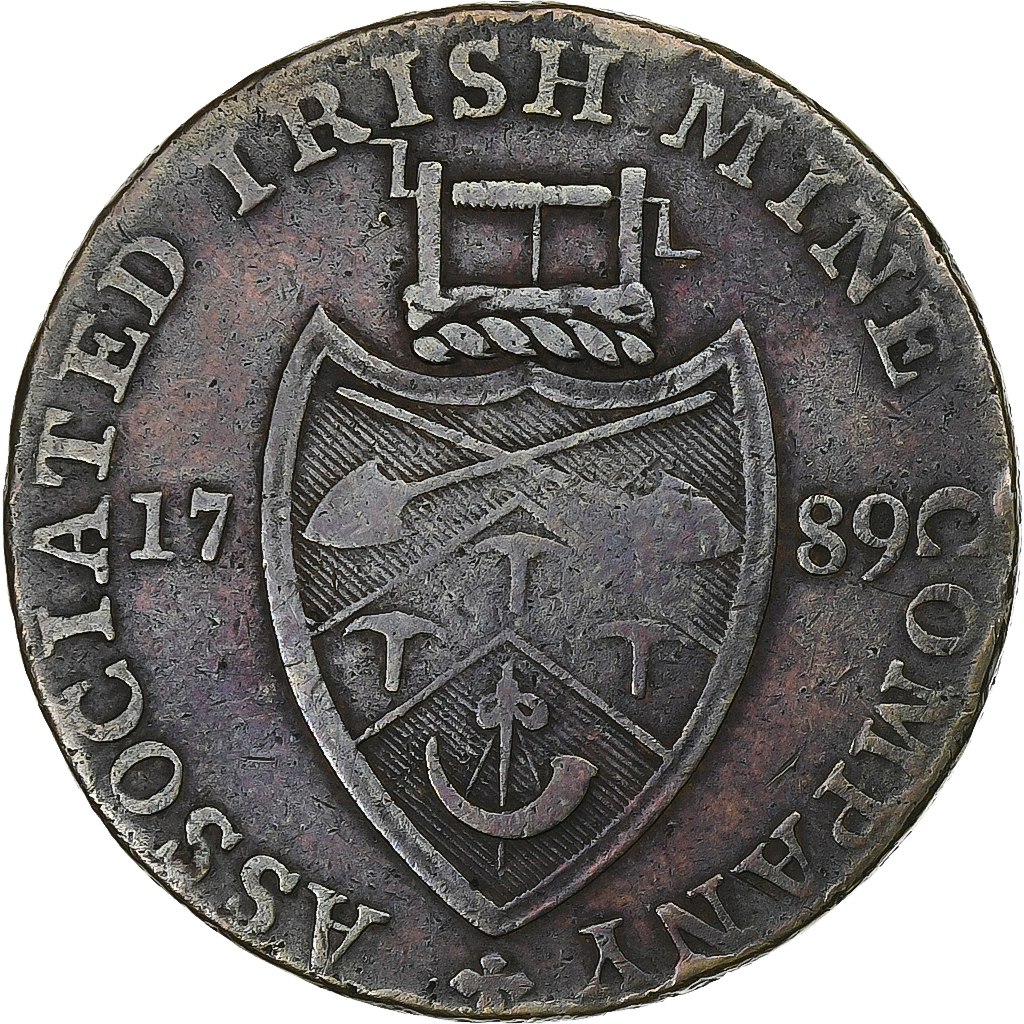 United Kingdom, 1/2 Penny, Cronebane, Irish Mine Company, 1789, Copper