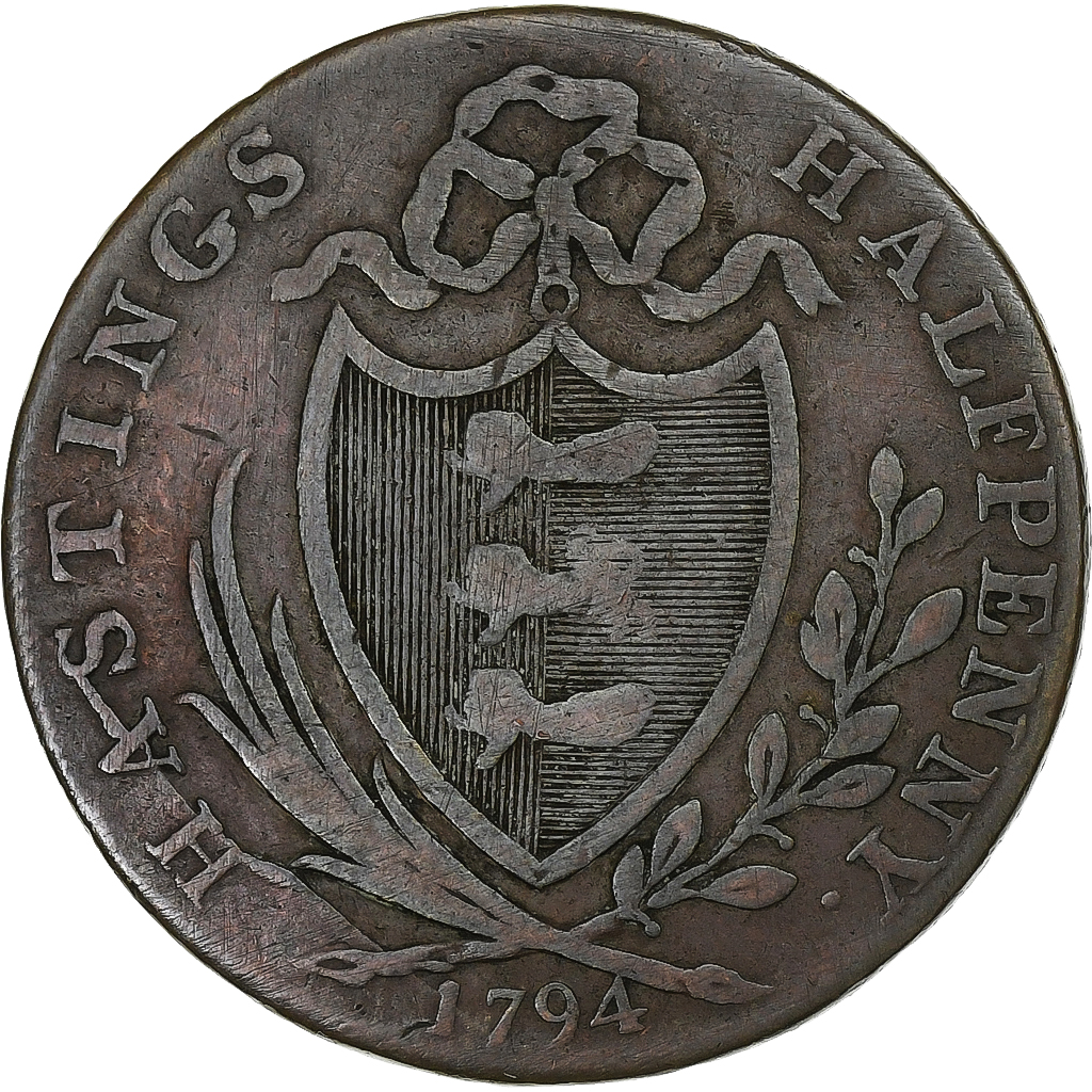 United Kingdom, Halfpenny Token, Hastings, 1794, Copper, 