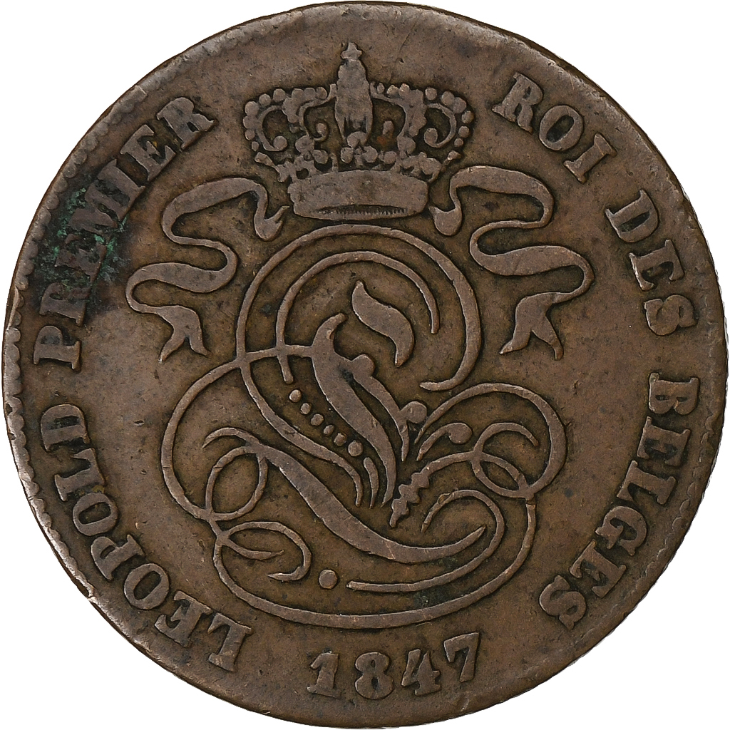 Belgium, Leopold I, 2 Centimes, 1847, Brussels, Copper, , KM:4.2
