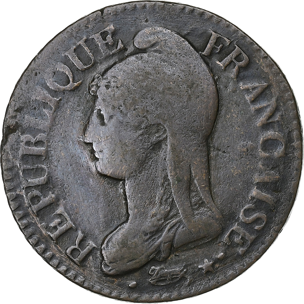 France, 5 Centimes, Dupré, AN 5, Strasbourg, Bronze, VF, Gadoury:126