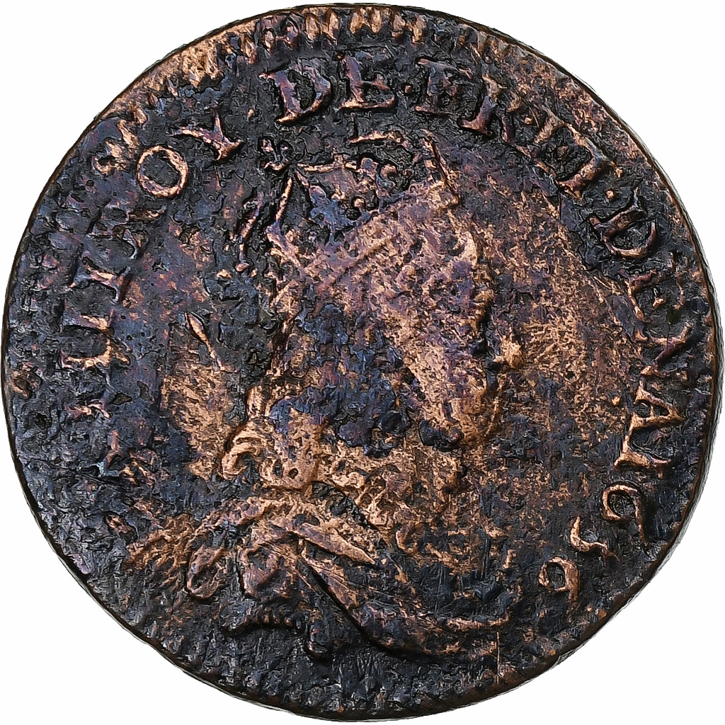 France, Louis XIV, Liard de France, 1656, Caen, Copper, , C2G:48