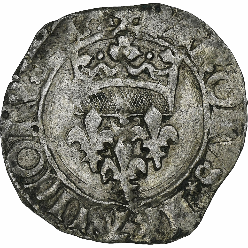 France, Charles VI, Gros dit "Florette", 1417-1422, Troyes, Billon, 