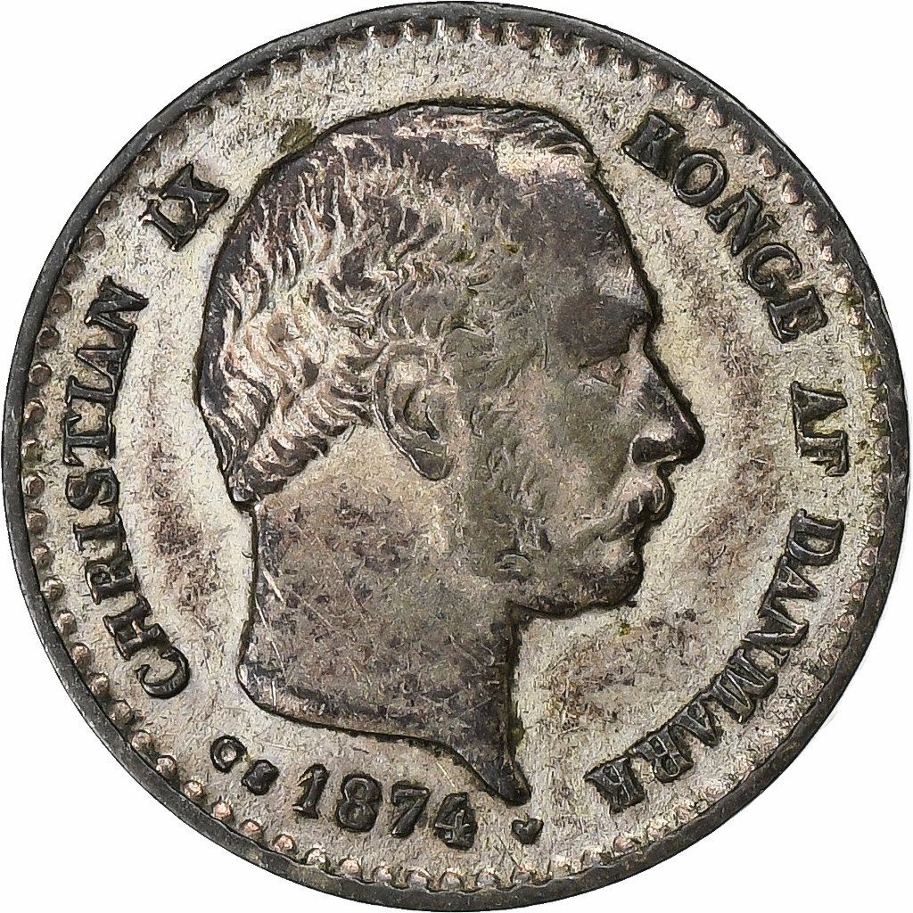 Denmark, Christian IX, 10 Öre, 1874, Copenhagen, Billon, , KM:795.1