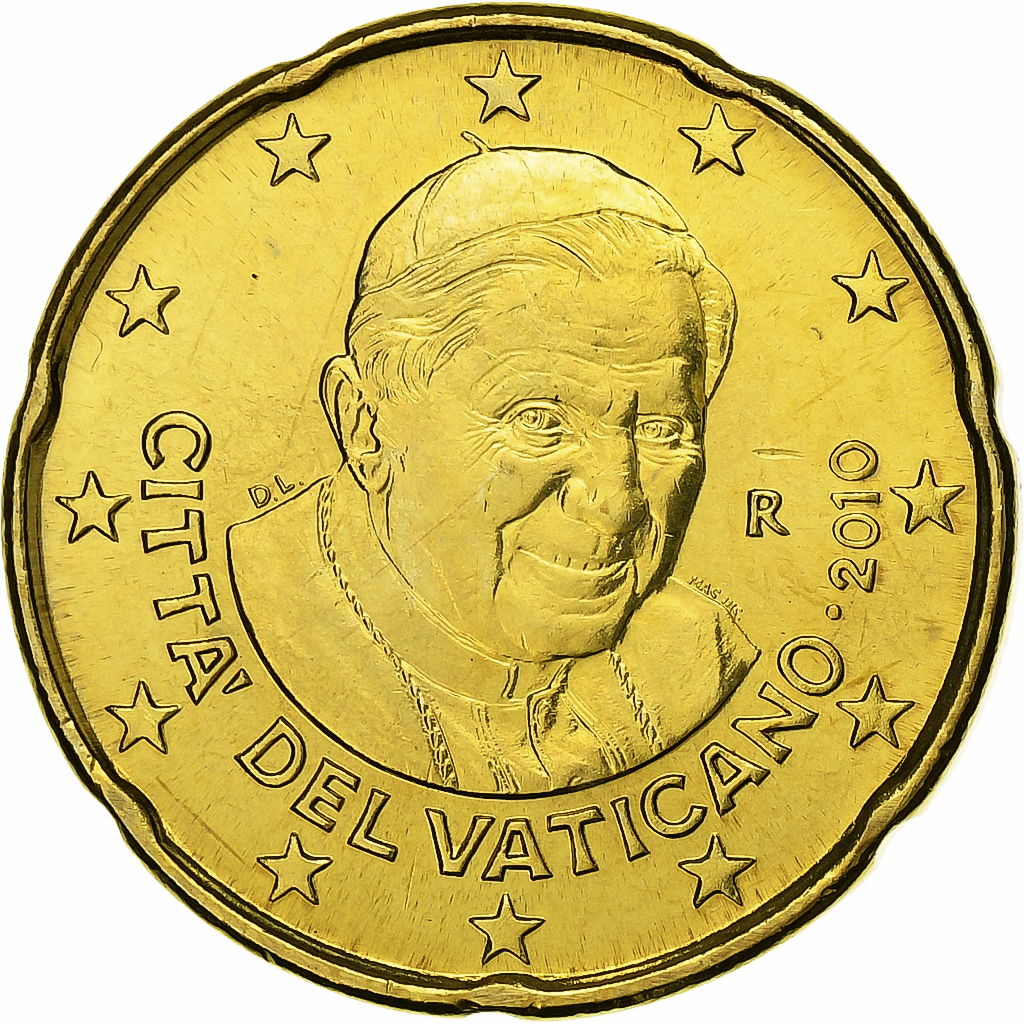 Vatican, Benedict XVI, 20 Euro Cent, 2010, Rome, Nordic gold, , KM:386