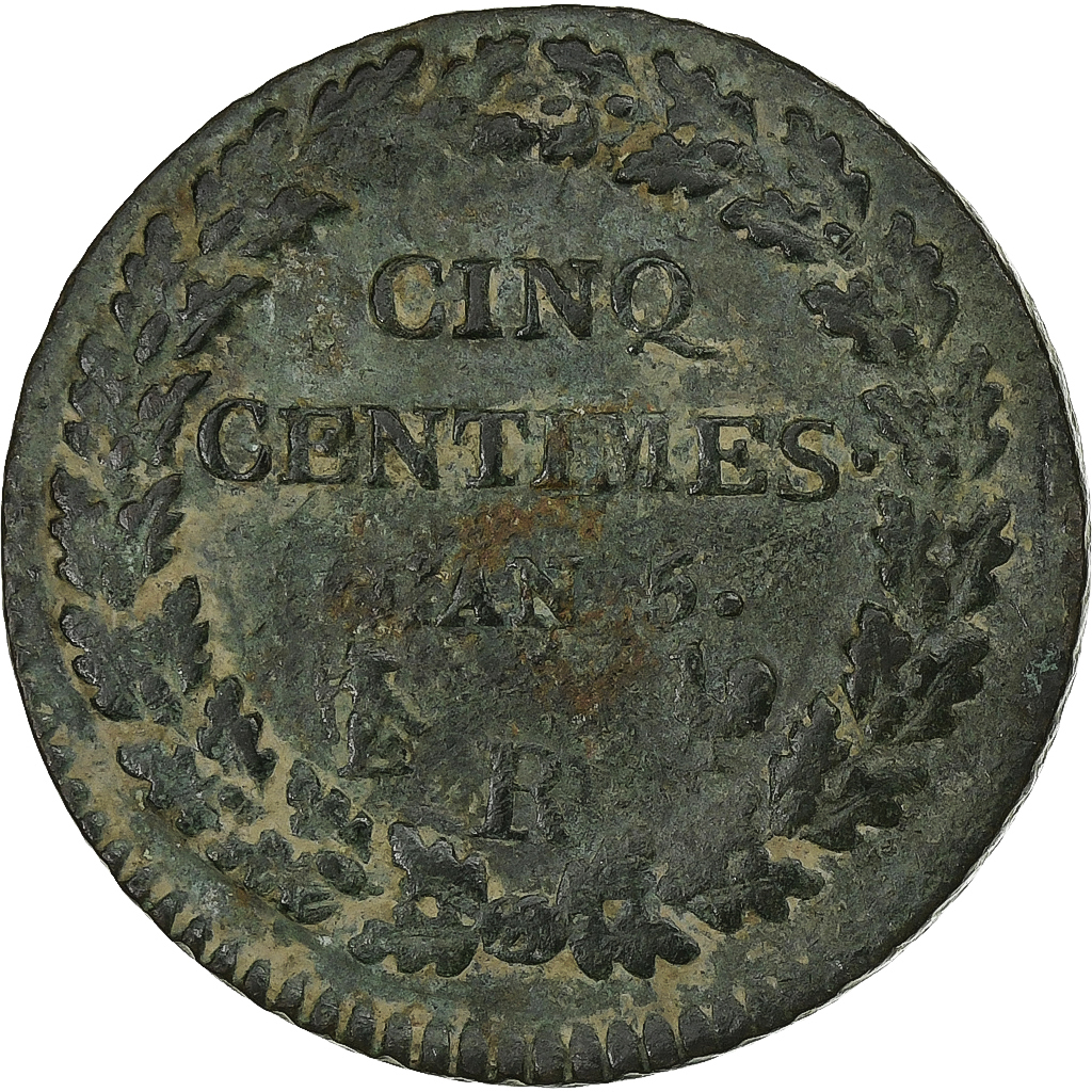 France, 5 Centimes, Dupré, AN 5, Orléans, Bronze, , Gadoury:126