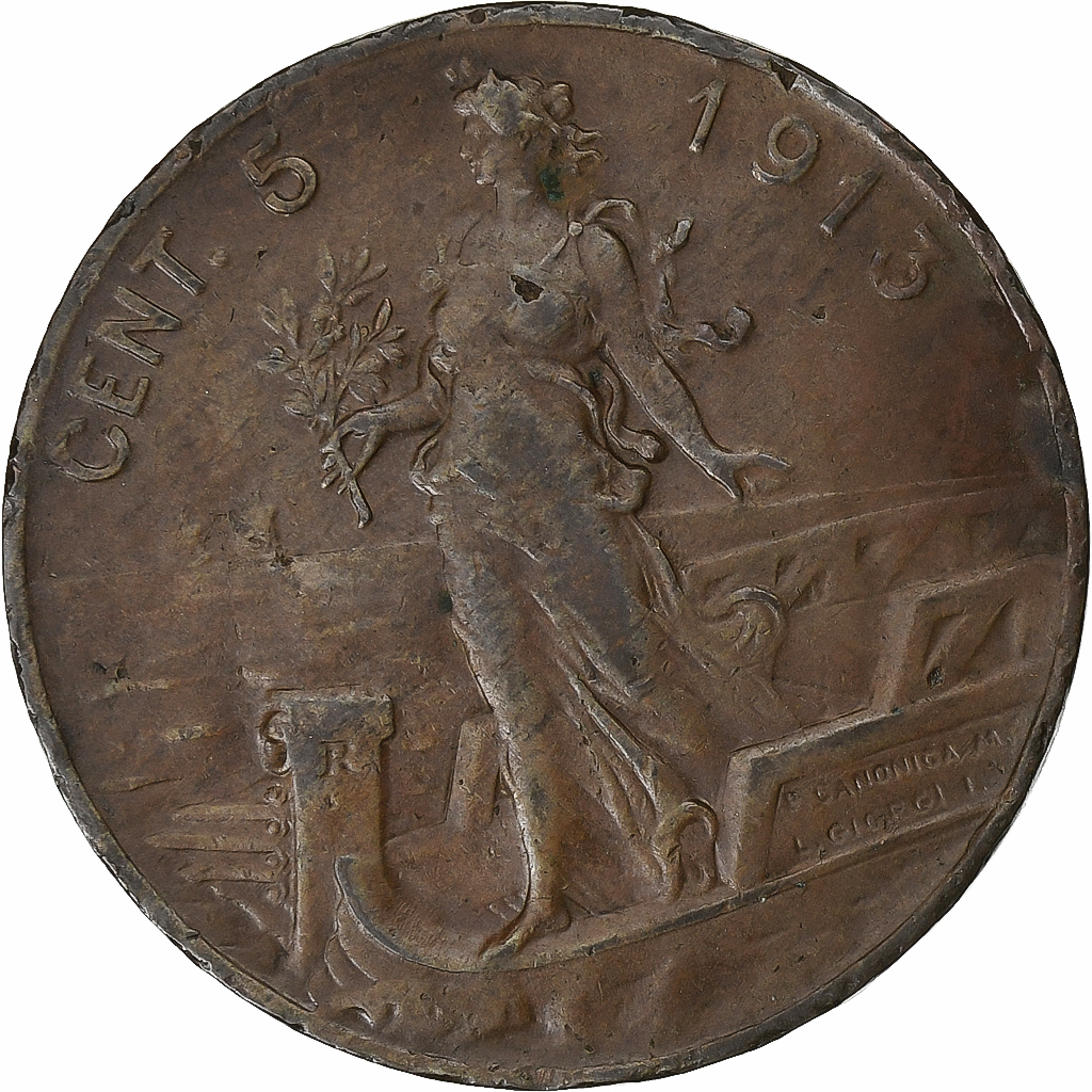 Italy, Vittorio Emanuele III, 5 Centesimi, 1913, Rome, Copper, EF, KM:42