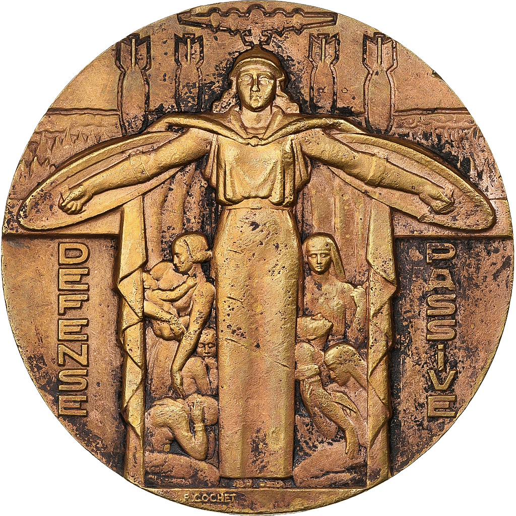 France, Medal, Art Déco, Défense Passive, n.d., Bronze, Cochet, 