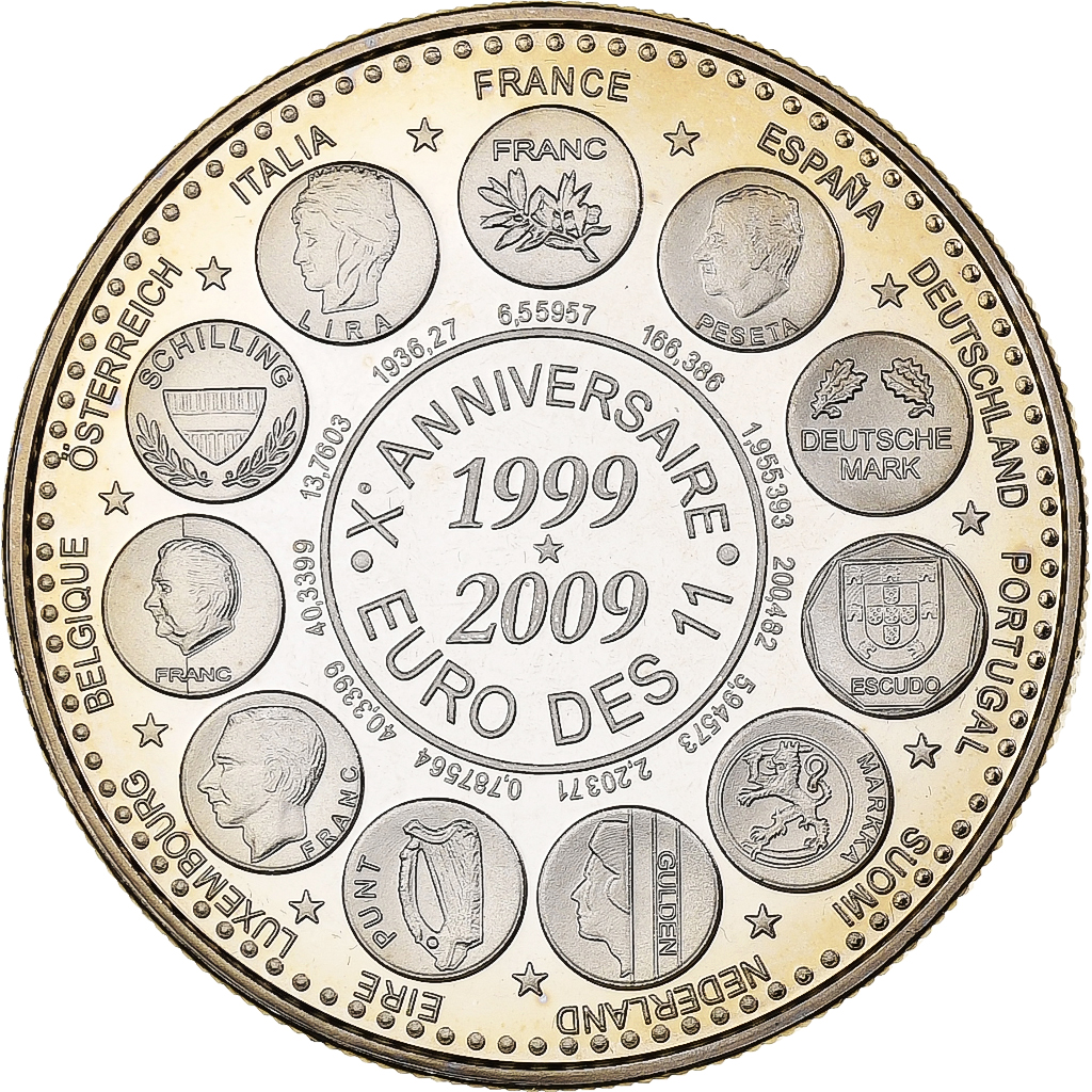 France, Medal, L'Europe des XXVII, 10 Ans de l'Euro, 2009, Copper-nickel