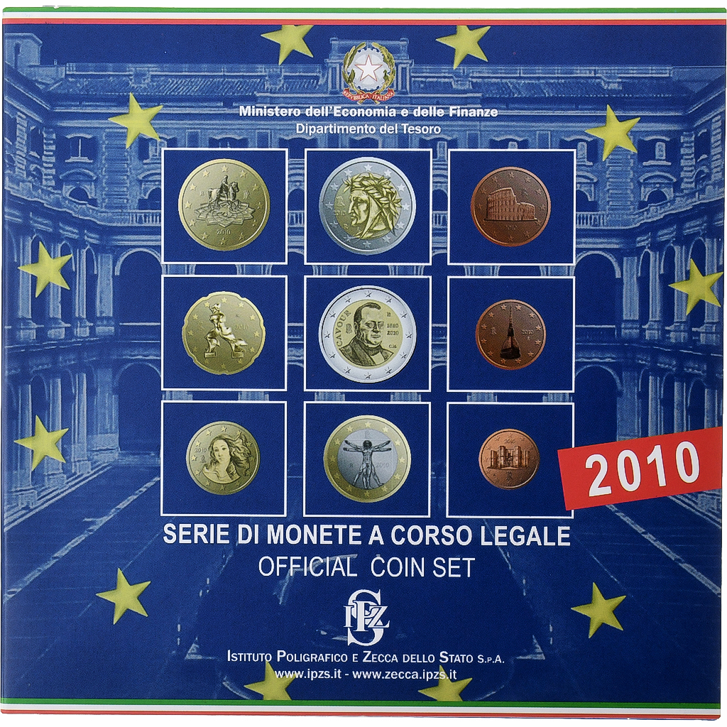 Italien, Set 1 ct. - 2 Euro, Coin card, 2010, Rome, STGL