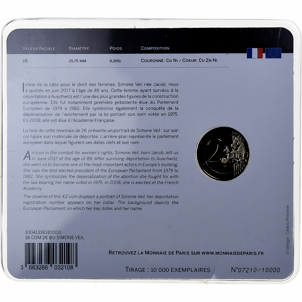 Frankreich, 2 Euro, Simone Veil, BU, 2018, MDP, Bi-Metallic, STGL
