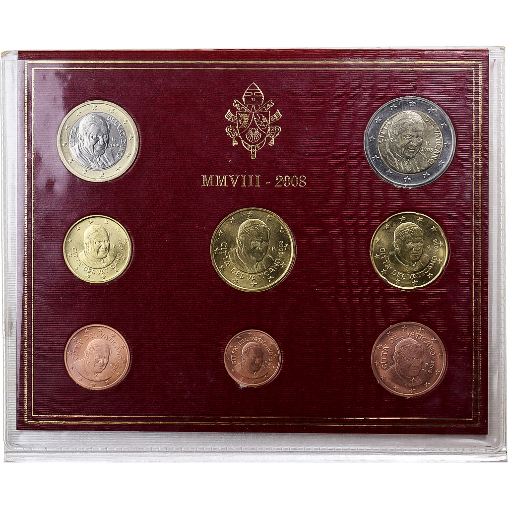 Vatikan, Benedict XVI, Set 1 ct. - 2 Euro, BU, 2008, Rome, STGL