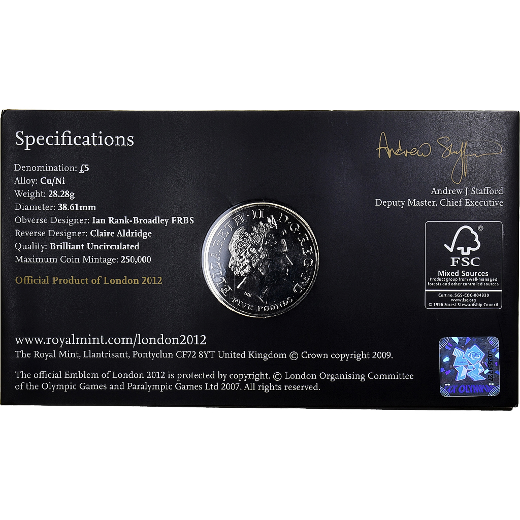 Great Britain, Elizabeth II, 5 Pounds, 2012 Olympics London