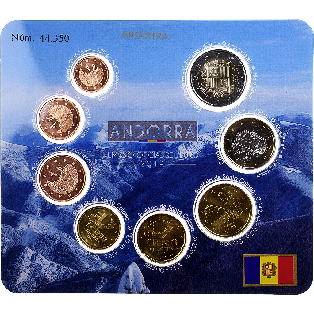 Andorra, Set 1 ct. - 2 Euro, 2014, 