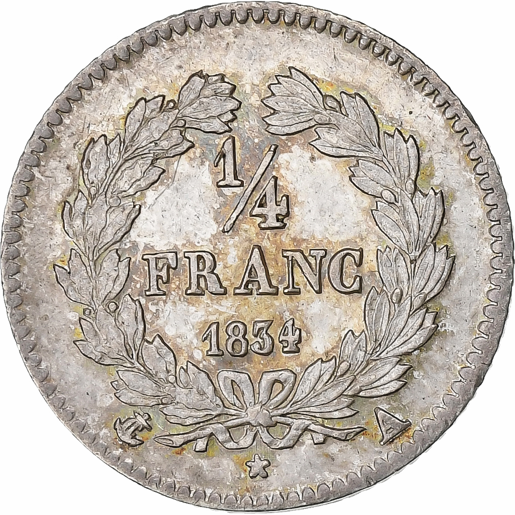 France, Louis-Philippe I, 1/4 Franc, 1834, Paris, Silver, , Gadoury:355