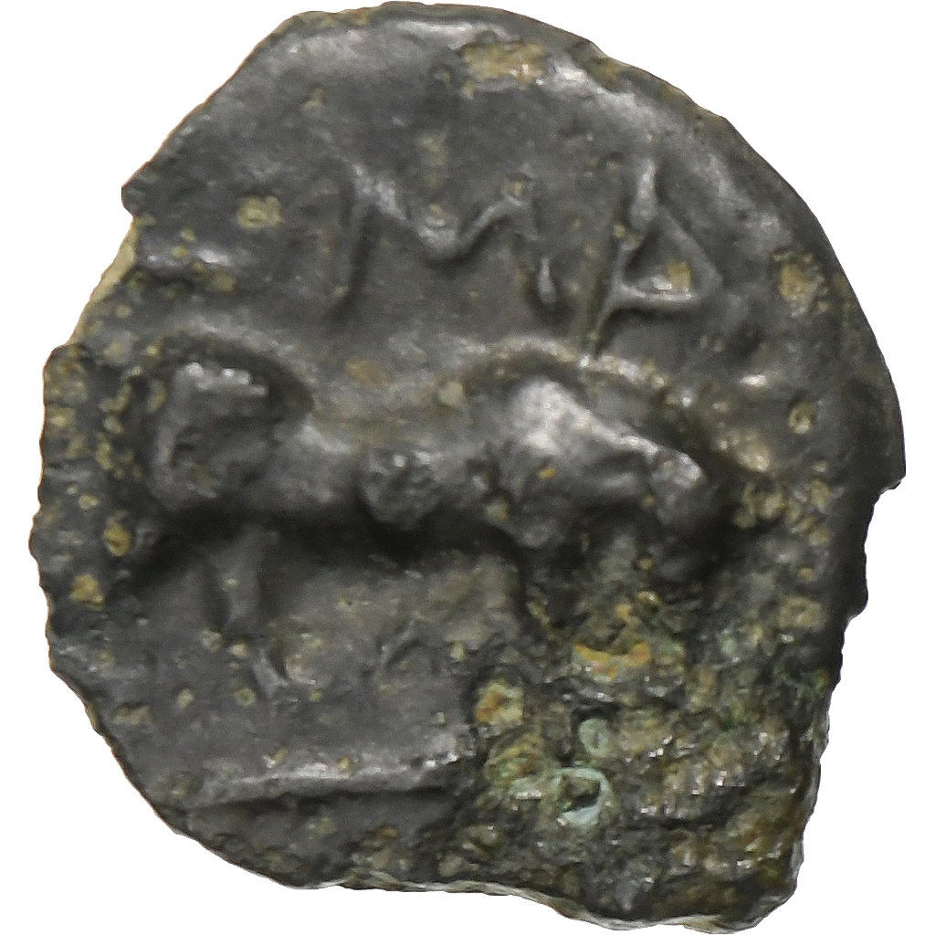 Bituriges Cubi, Uncertain, Potin MA au taureau, 1st century BC, Bronze