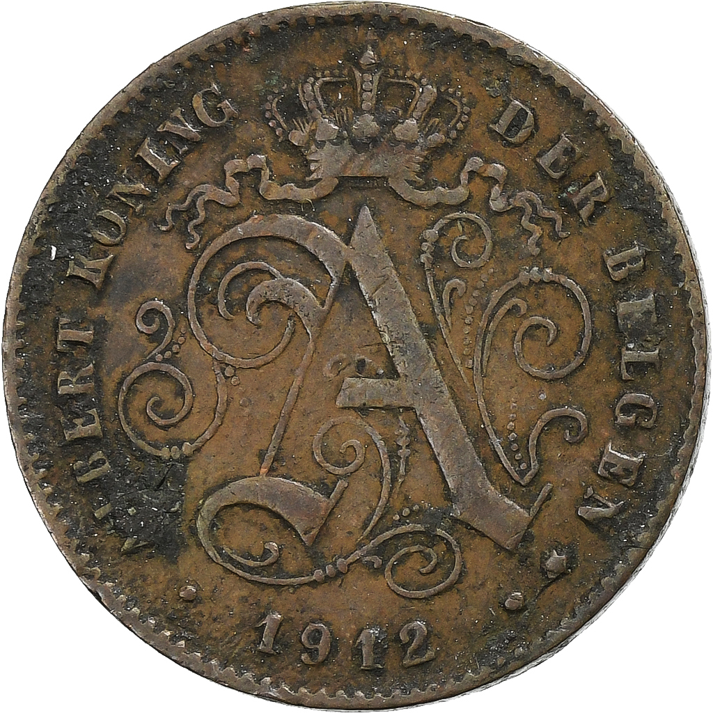 Belgium, Albert I, 1 Centime, 1912, Brussels, Copper, 
