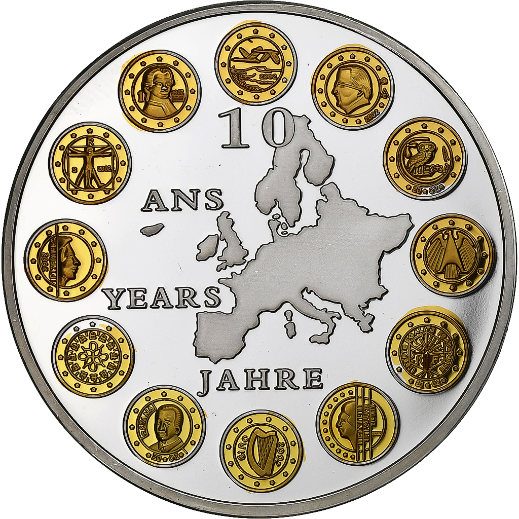 France, Medal, 10 ans de l'Euro, Copper-nickel, 