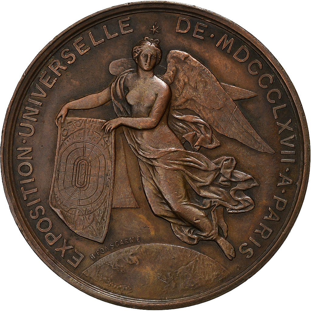 France, Medal, Napoléon III, Exposition Universelle de Paris, 1867, Copper