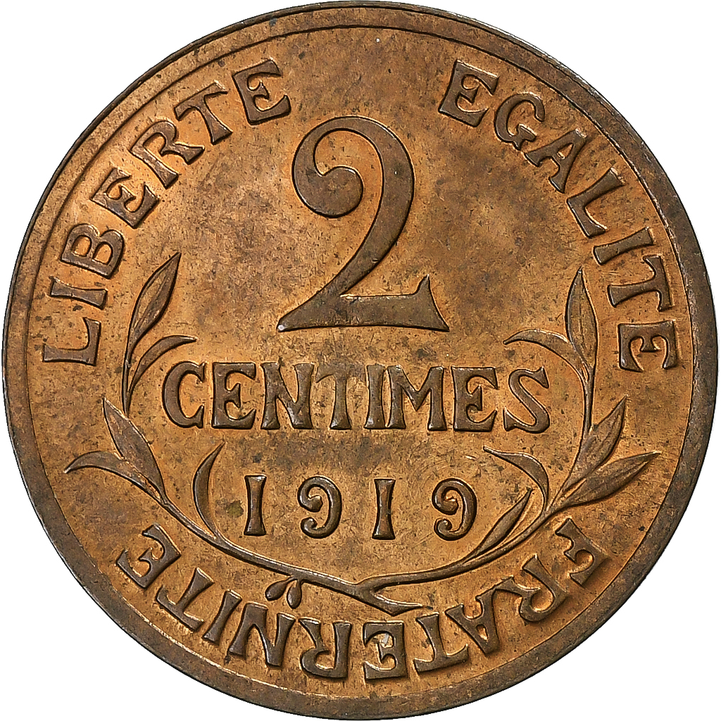 アンドレプラジリエ VALAIS DU VALOIS 1279972] France, 2 Centimes, Daniel-Dupuis, 1919, Paris, Bronze