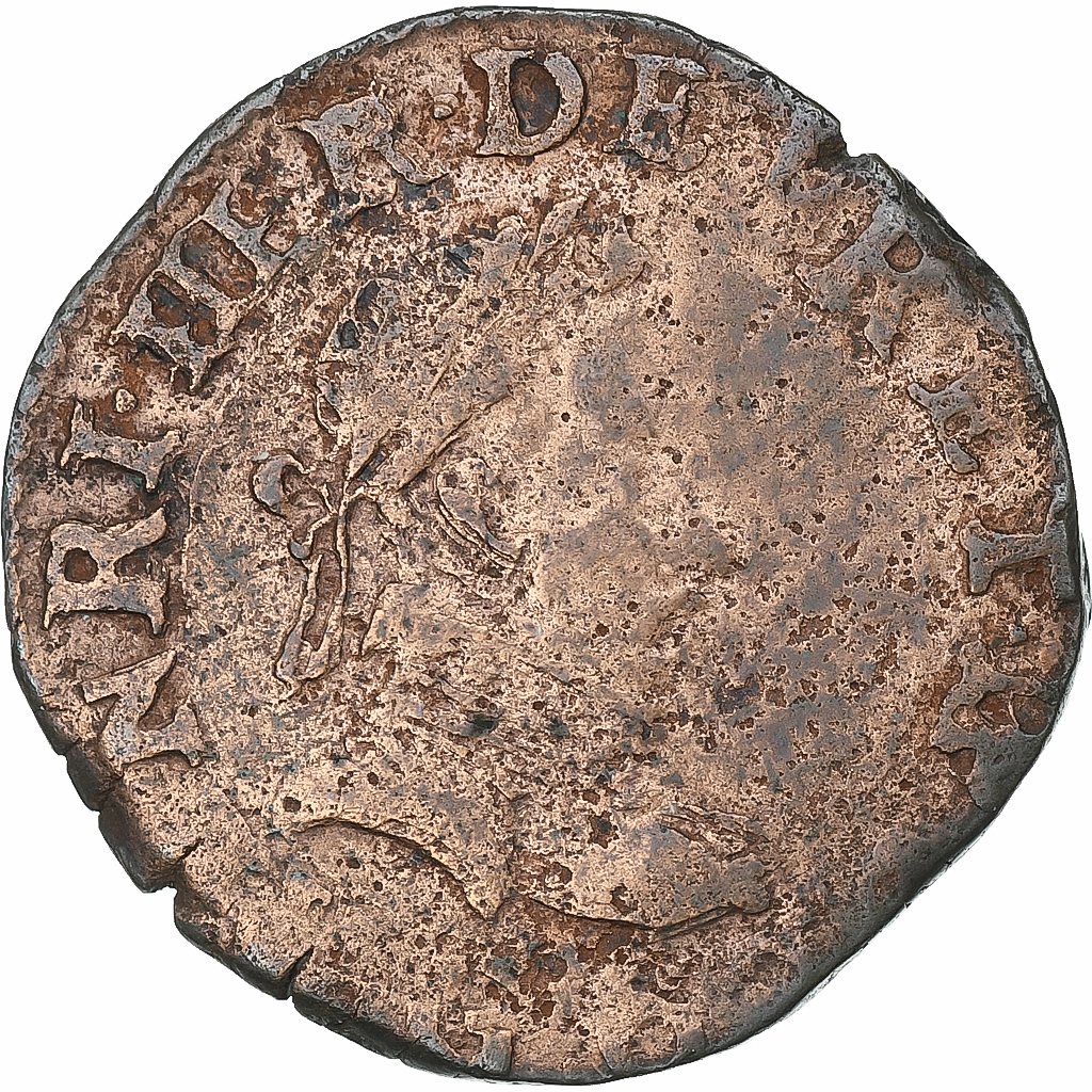 France, Henri III, Double Tournois, 1581, Poitiers, Copper, 