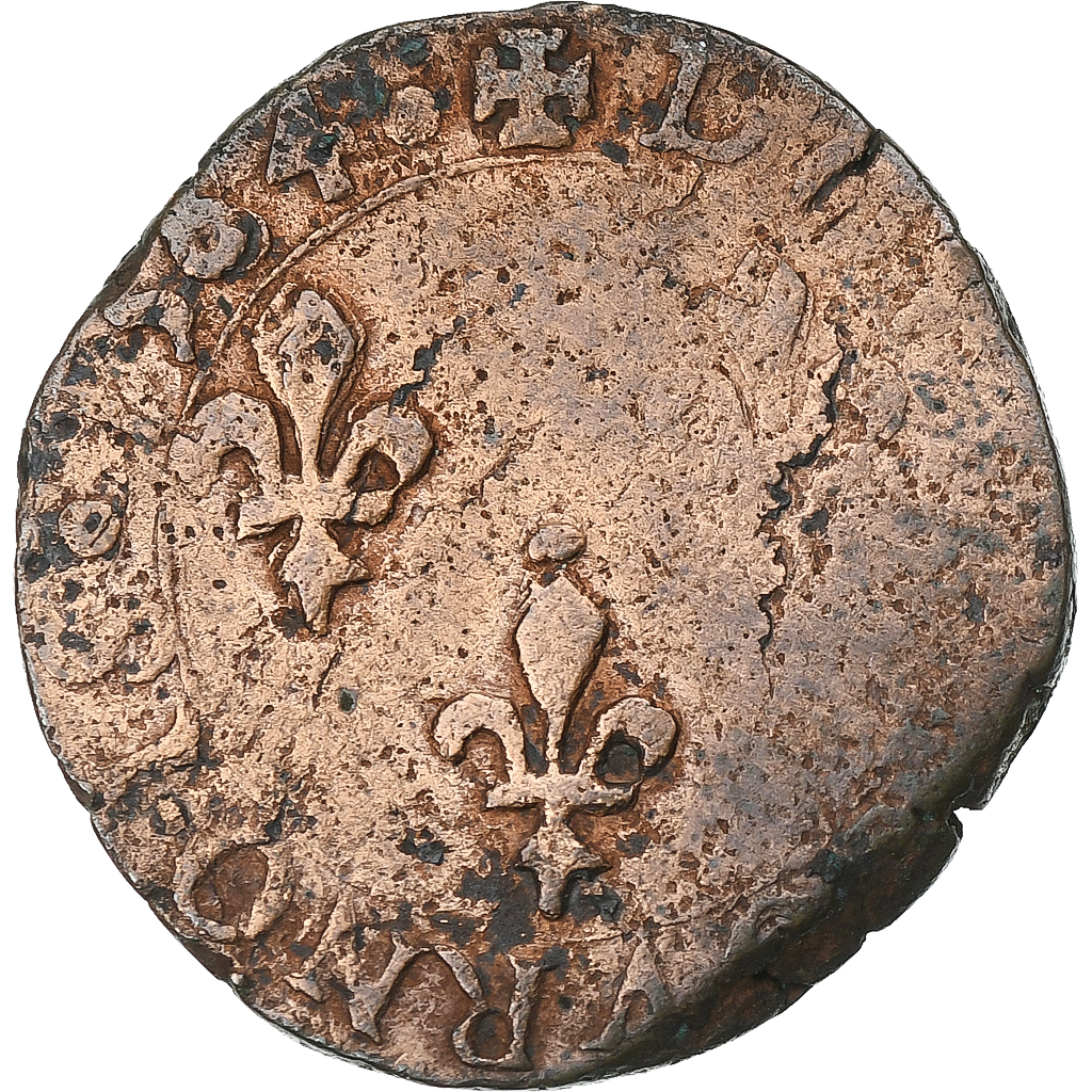 France, Henri III, Double Tournois, 1584, Tours, Copper, , Gadoury:455