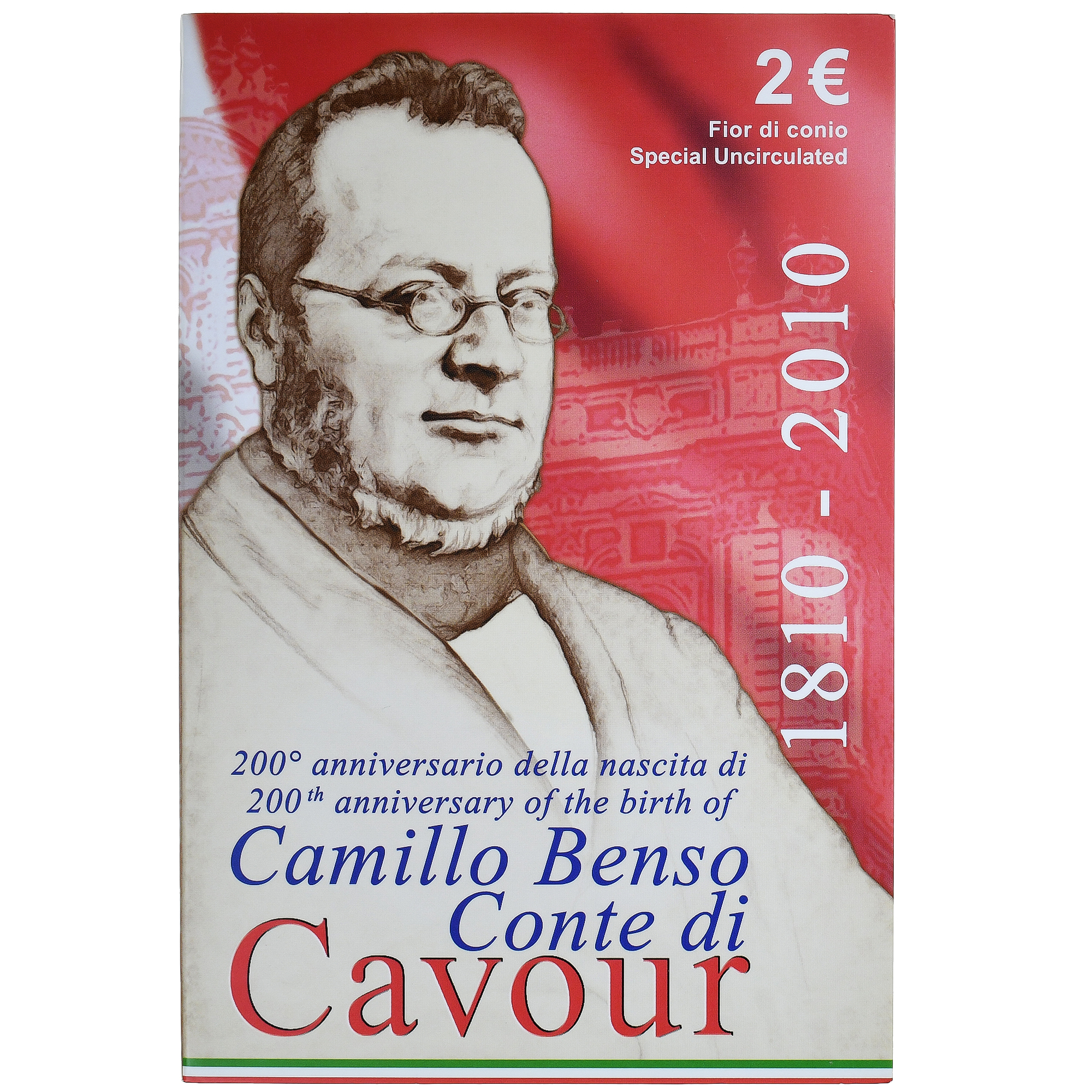 Italien, 2 Euro, Camillo Benso comte di Cavour, 2010, Rome, FDC, STGL