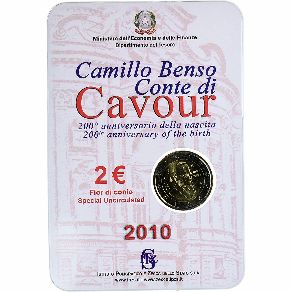Italien, 2 Euro, Camillo Benso comte di Cavour, 2010, Rome, FDC, STGL