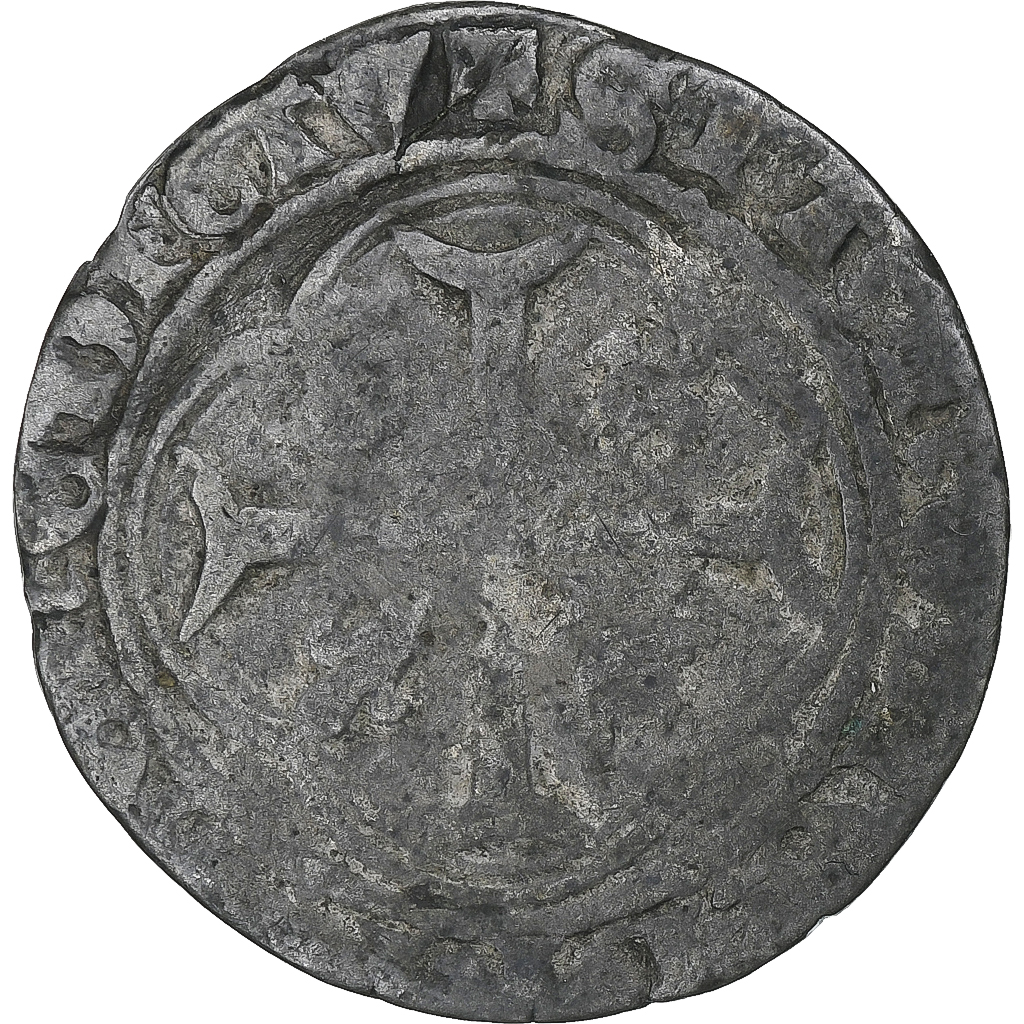 France, Charles VII, Blanc à la couronne, Romans, Silver, VF