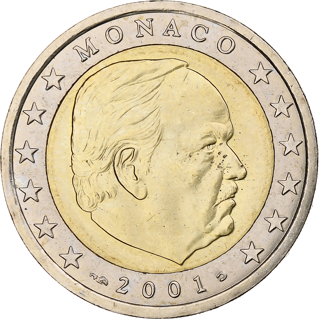 Monaco, Rainier III, 2 Euro, 2001, Monnaie de Paris, Bi-Metallic, UNZ