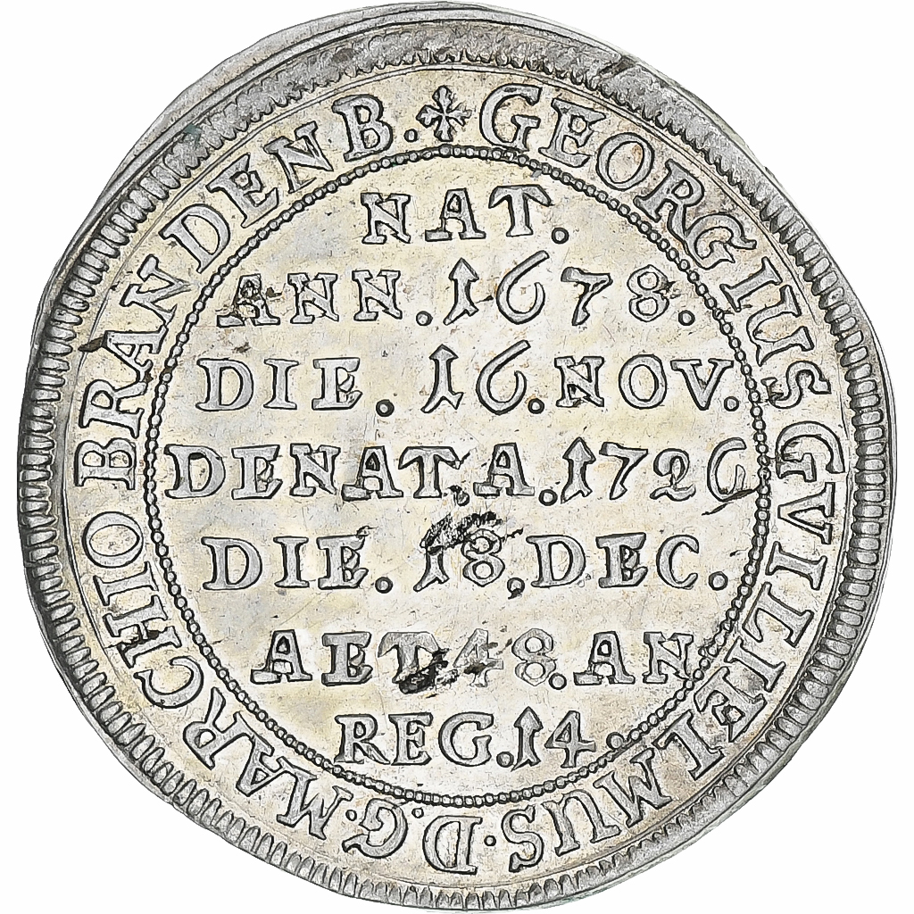 Margraviate of Brandenburg-Bayreuth, Georg Wilhelm, 1/12 Thaler, 1726, silver