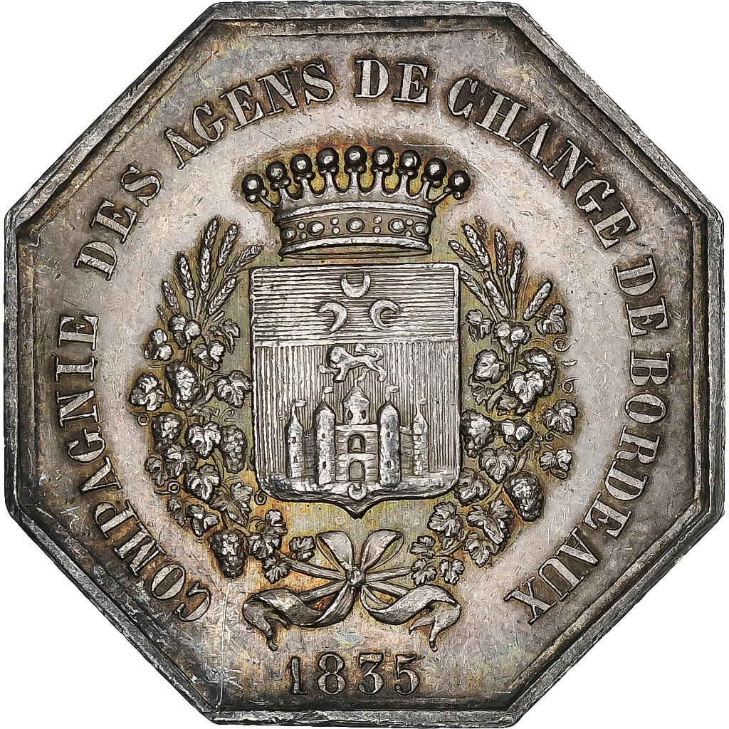France, Token, Compagnie des Agents de Change de Bordeaux, 1835, Silver
