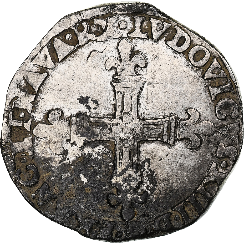 France, Louis XIII, 1/4 Écu de Navarre, 1616, Saint-Palais, Silver, EF