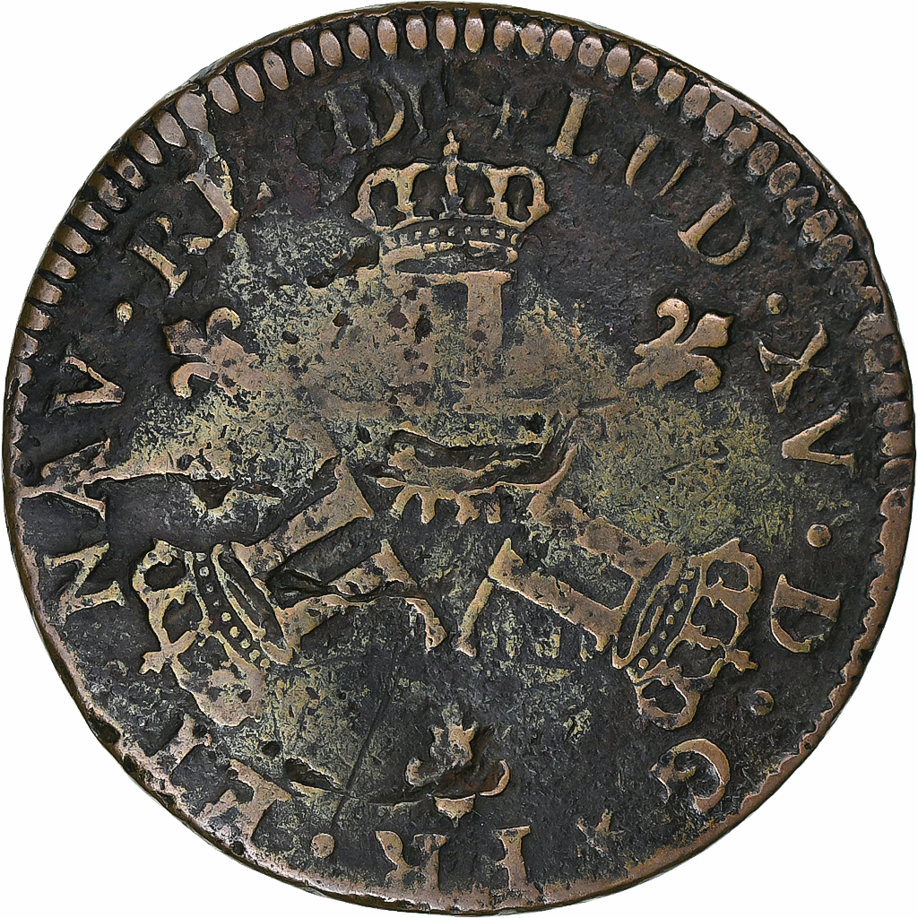 France, Louis XV, 16 Deniers, 1727, Pau, Copper, , Gadoury:277