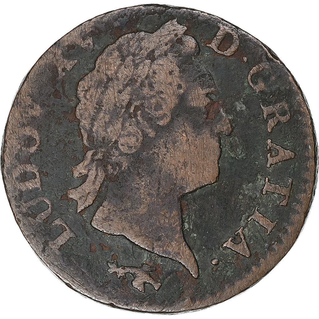France, Louis XV, Sol à la vieille tête, 1772, Besançon, Copper, VF(30-35)