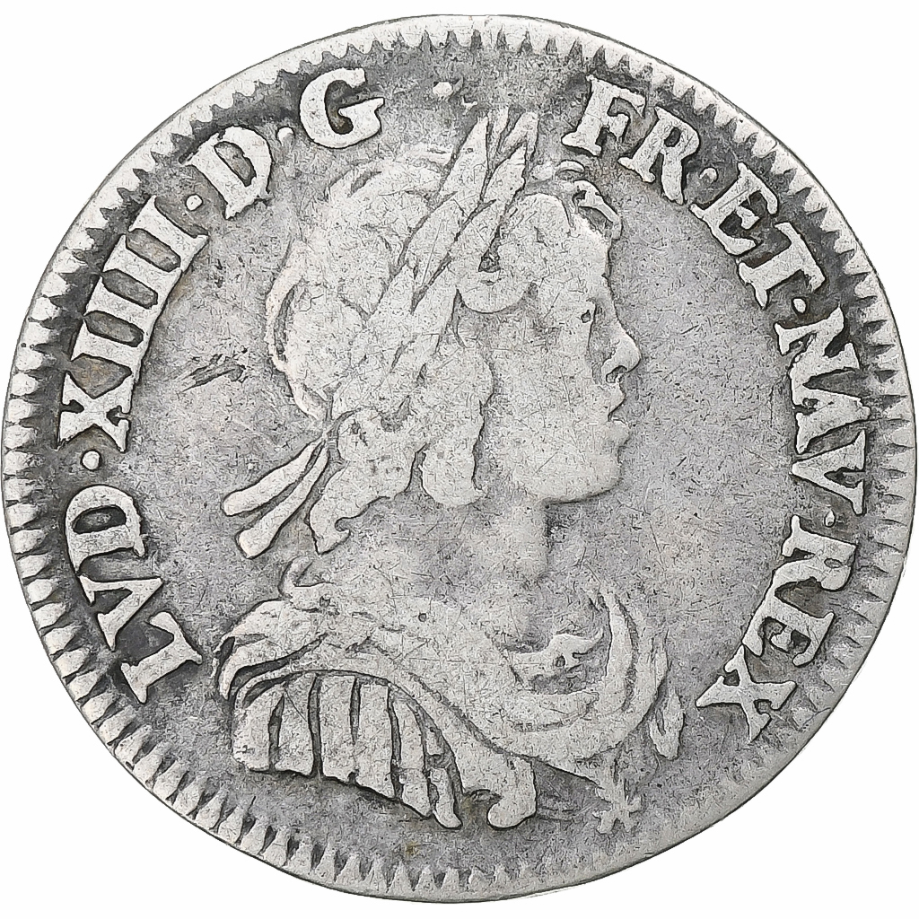 France, Louis XIV, 1/12 Ecu à la mèche courte, 1644, Paris, Silver, 
