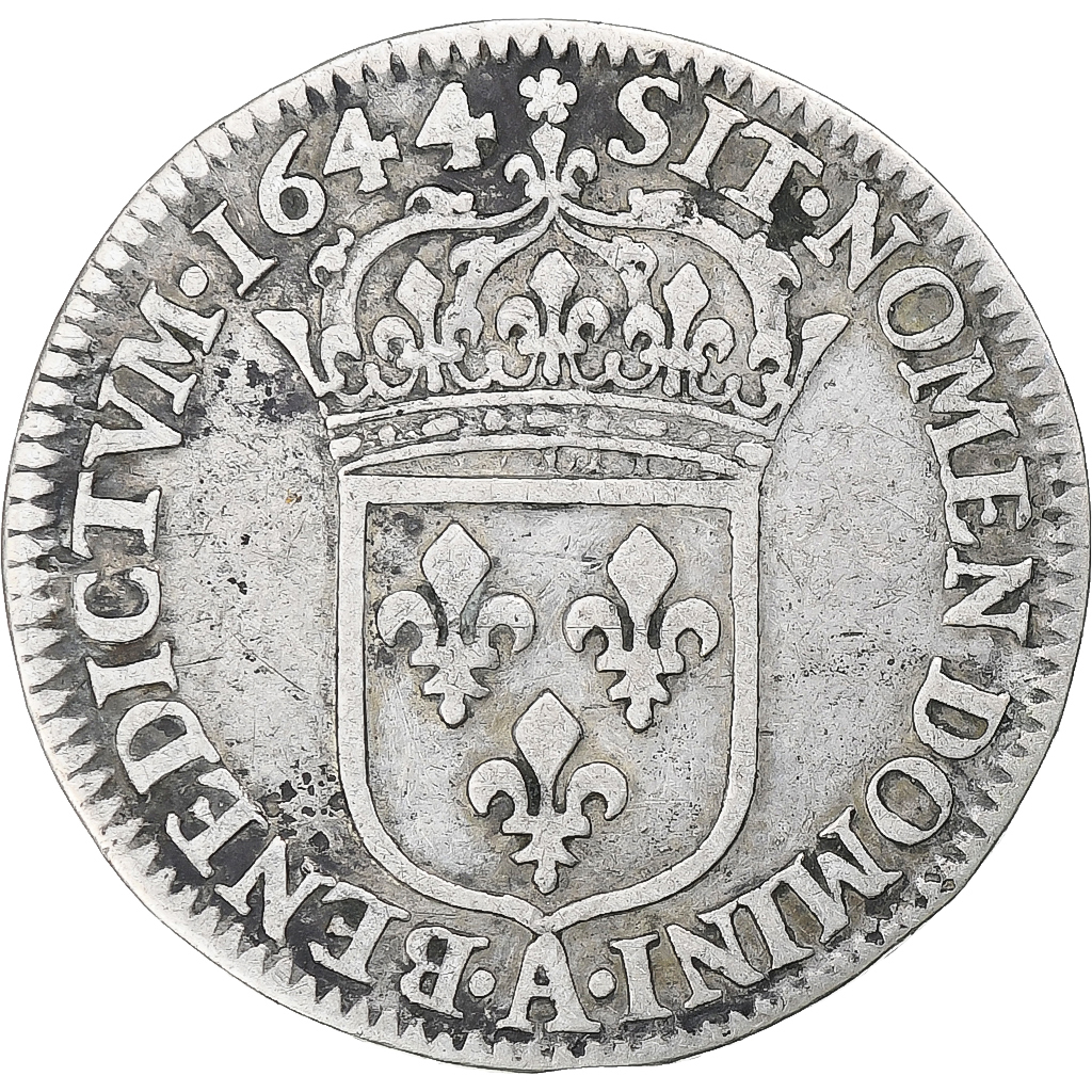France, Louis XIV, 1/12 Ecu à la mèche courte, 1644, Paris, Silver, 