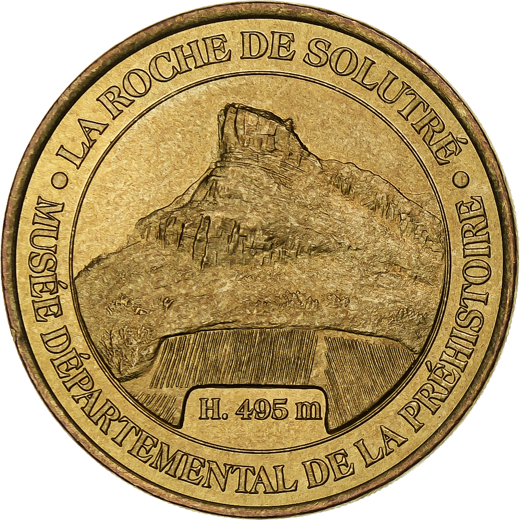 France, Tourist token, La roche de Solutré, 2002, MDP, Nordic gold, 