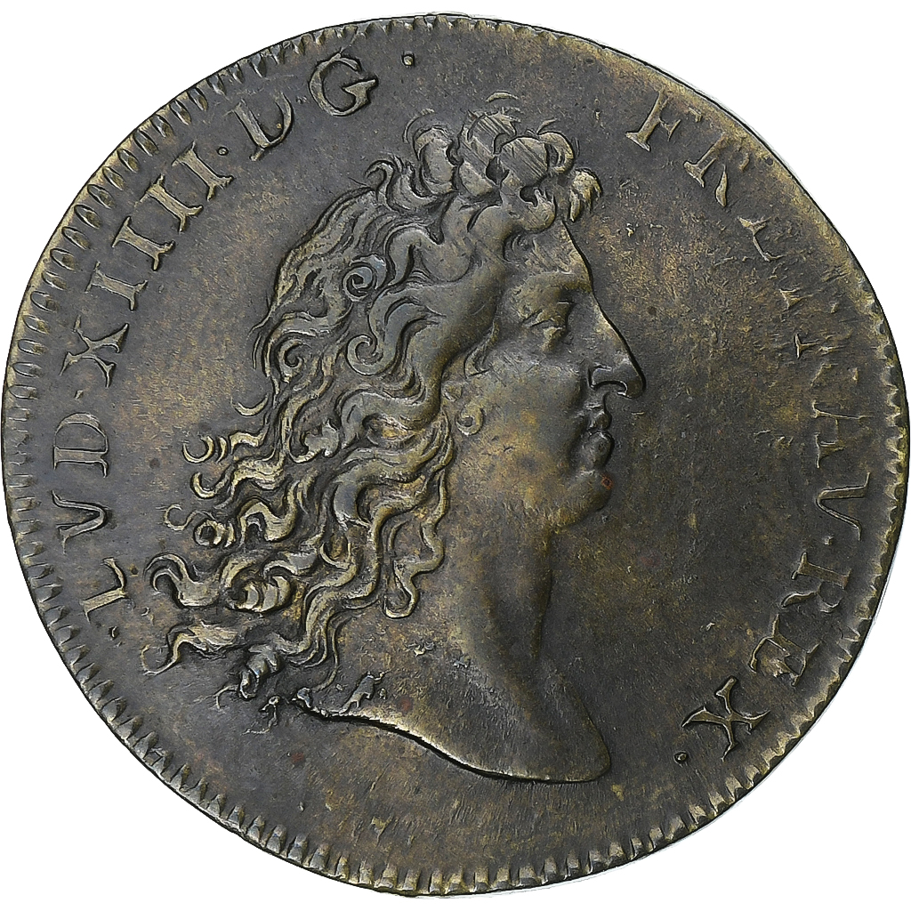 France, Token, Louis XIV, La Flandre Subjuguée, 1677, Copper, 