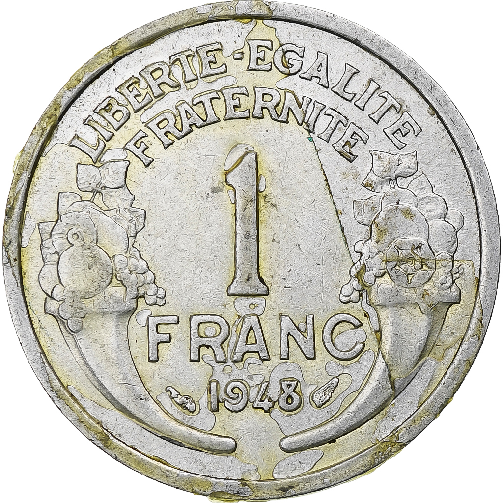 France, Franc, Morlon, 1948, Paris, Aluminum, VF, Gadoury:473b, KM:885a.1
